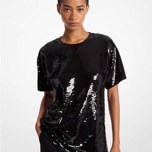 Michael Kors Sequined Jersey Oversized T-Shirt